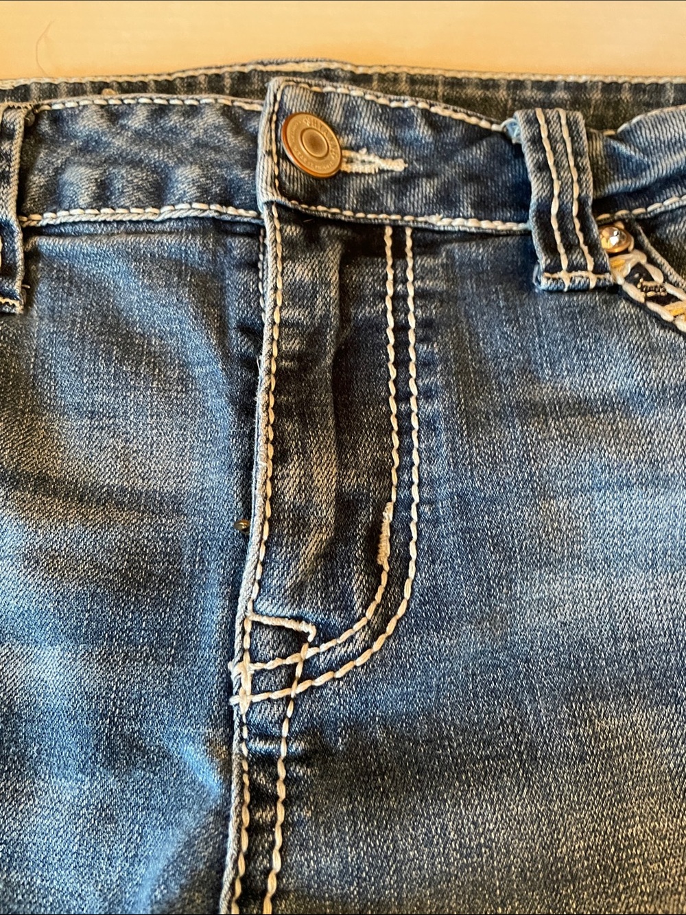 Shyanne Blue Denim Jeans with Lots of Bling and Contrast Stitching - Picture 7 of 11